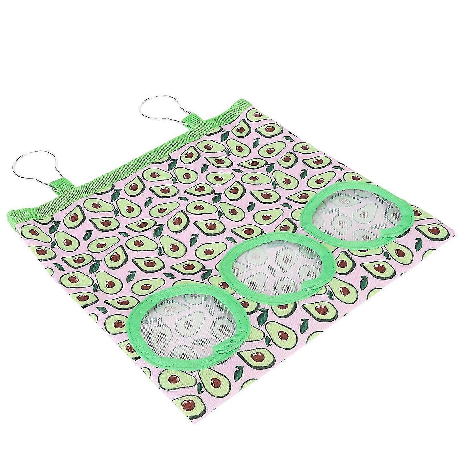 Pet Hay Feeder Bag for Rabbits and Guinea Pigs with Holes Hanging Design Avocado Pattern