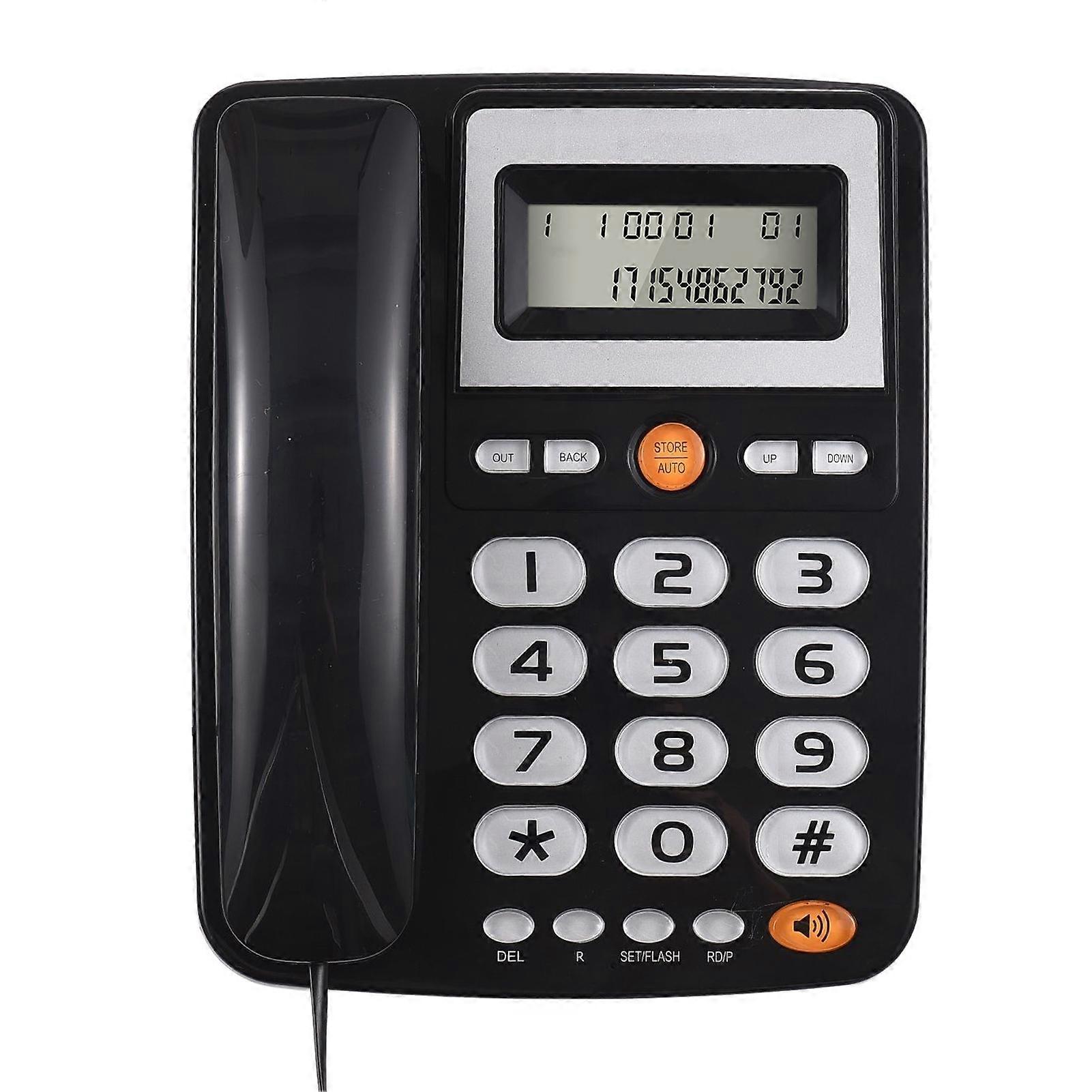 Desktop Corded Landline Phone Big Button Corded Telephone for Elderly Seniors Phone with LCD Display Flash/ Redial/ Hands Free Functions Dual Ports fo