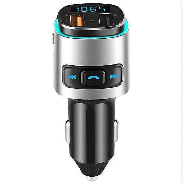 V5.0 Bluetooth FM Transmitter for Car with QC3.0, LED Backlit Wireless Bluetooth Ad