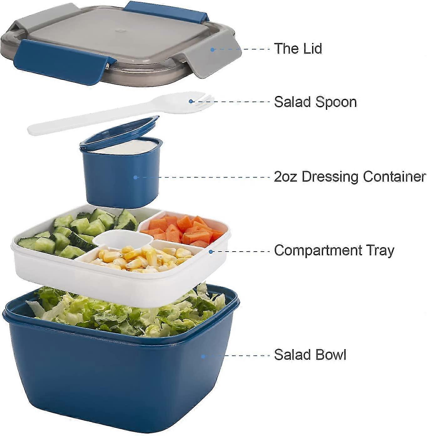 Salad Lunch Containers, Salad bowls avec 3 compartiments