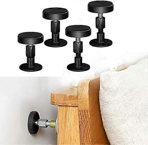 Adjustable Threaded Bed Frame Anti-Shake Tool, Headboard Stoppers, Bedside Anti Shake Tool for Beds Cabinets Sofas, 4PCs, 30-40mm (Black)