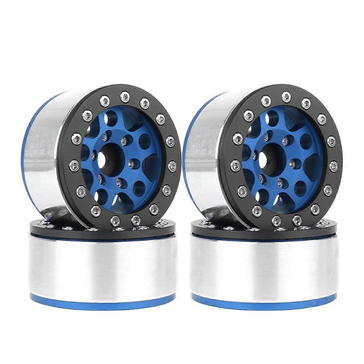 Aro Preto Azul 1,55 Polegadas Roda de Metal para 1/10 RC Crawler Veículo Axial SCX10 Ghost TRX4 TRX6 D90 4W