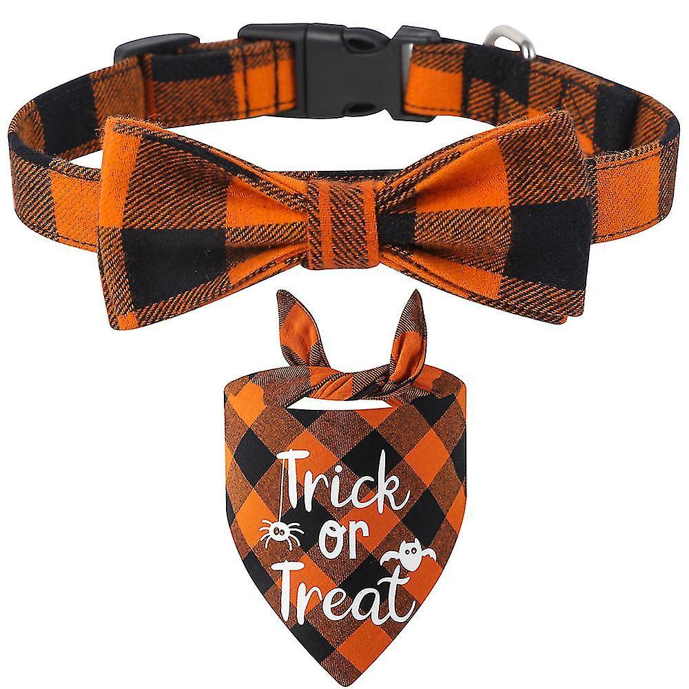 Plaid Saliva Towel, Pet Halloween Triangle Towel, Pet Triangle Towel, Letters, 2pcs