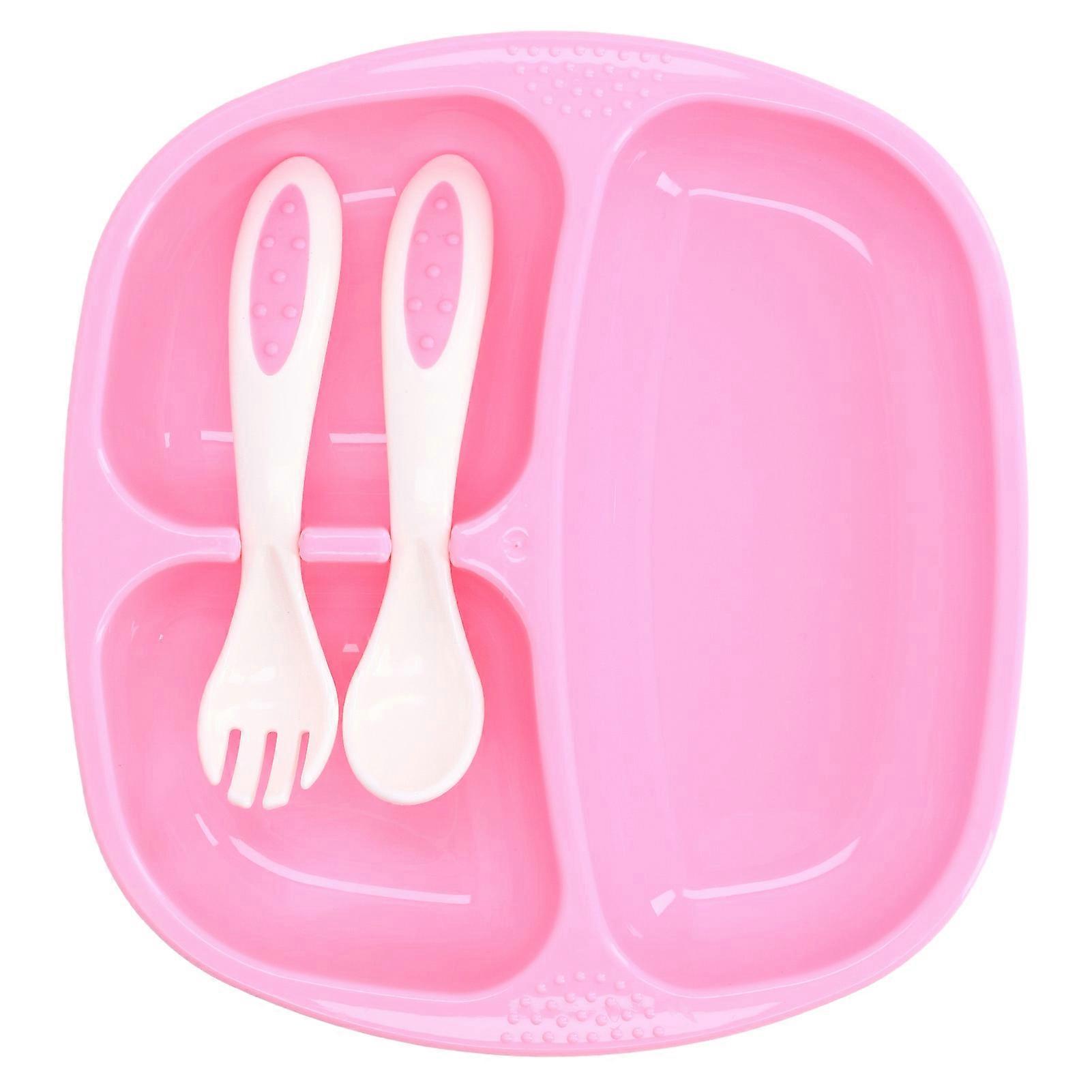 Kids Eating Plates Cute Cartoon Anti Fall Use Safety Separation Design with Spoon Fork Toddler Suction Plates