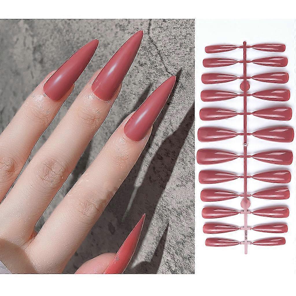 Fake Nails Long Coffin Nails Solid Color Full Cover Spring Summer Design