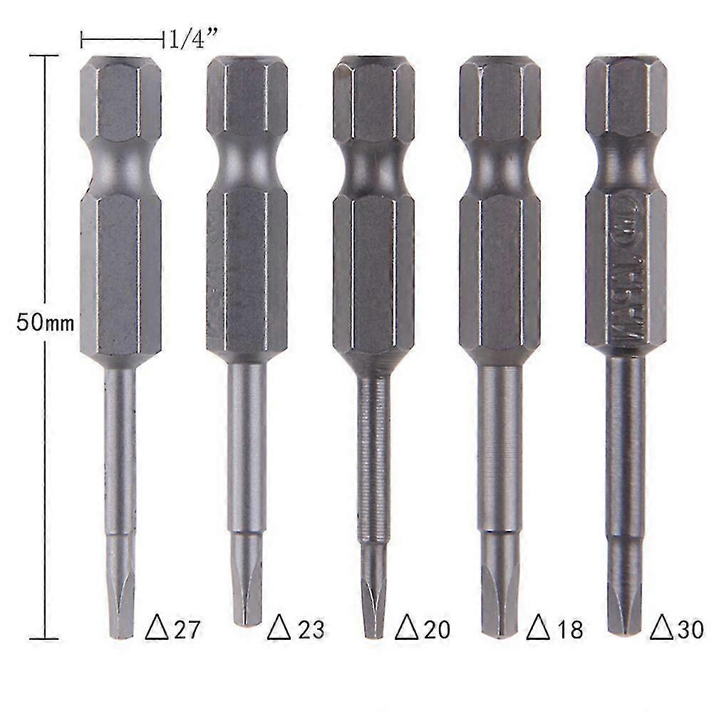 5 PCes/set triângulo magnético cabeça chave de fenda bits s2 aço 1/4 Hex Shank 50mm