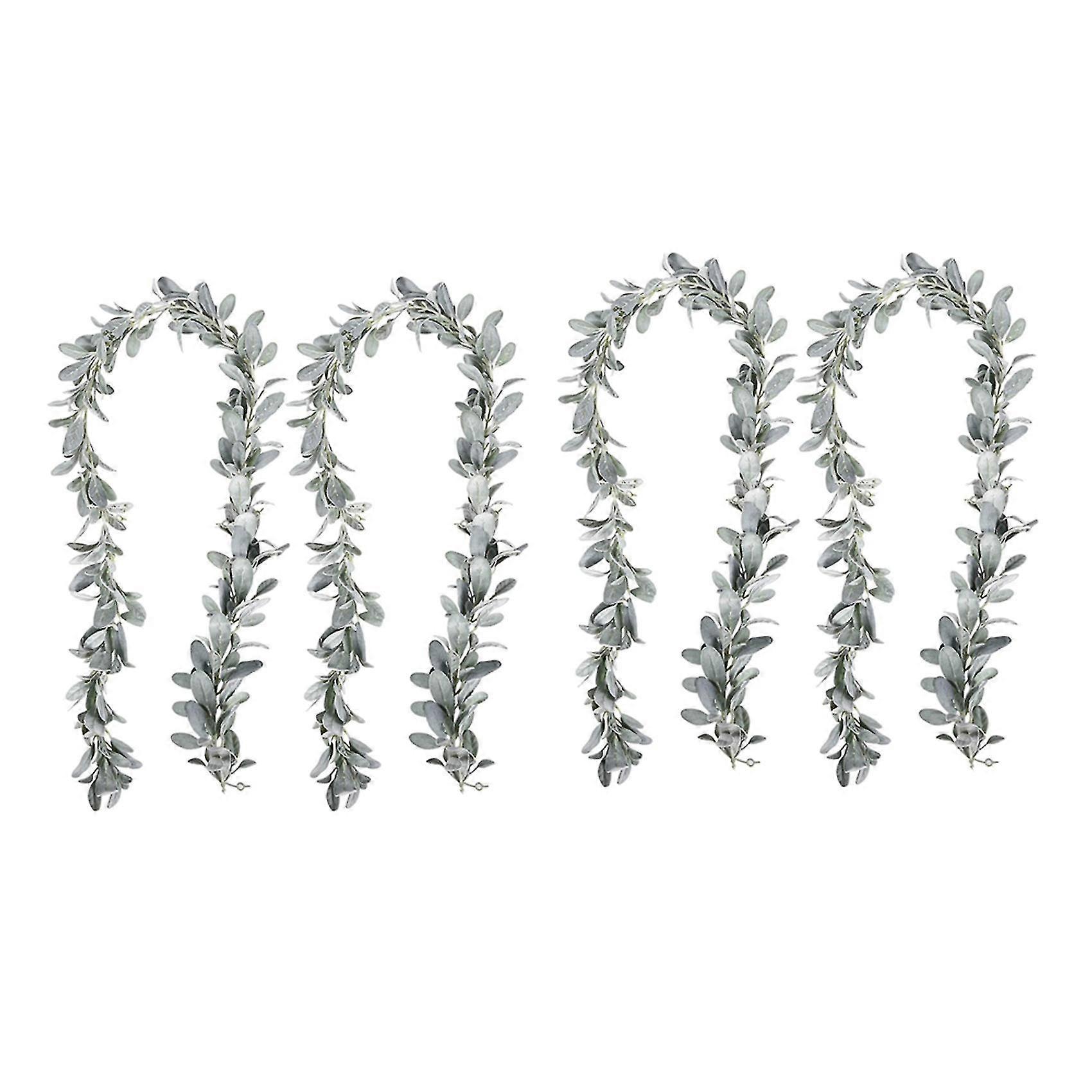 6 Pcs Artificial Flocked Lambs Ear Garland - 6ft/piece Soft Faux Vine Greenery And Leaves For Framh