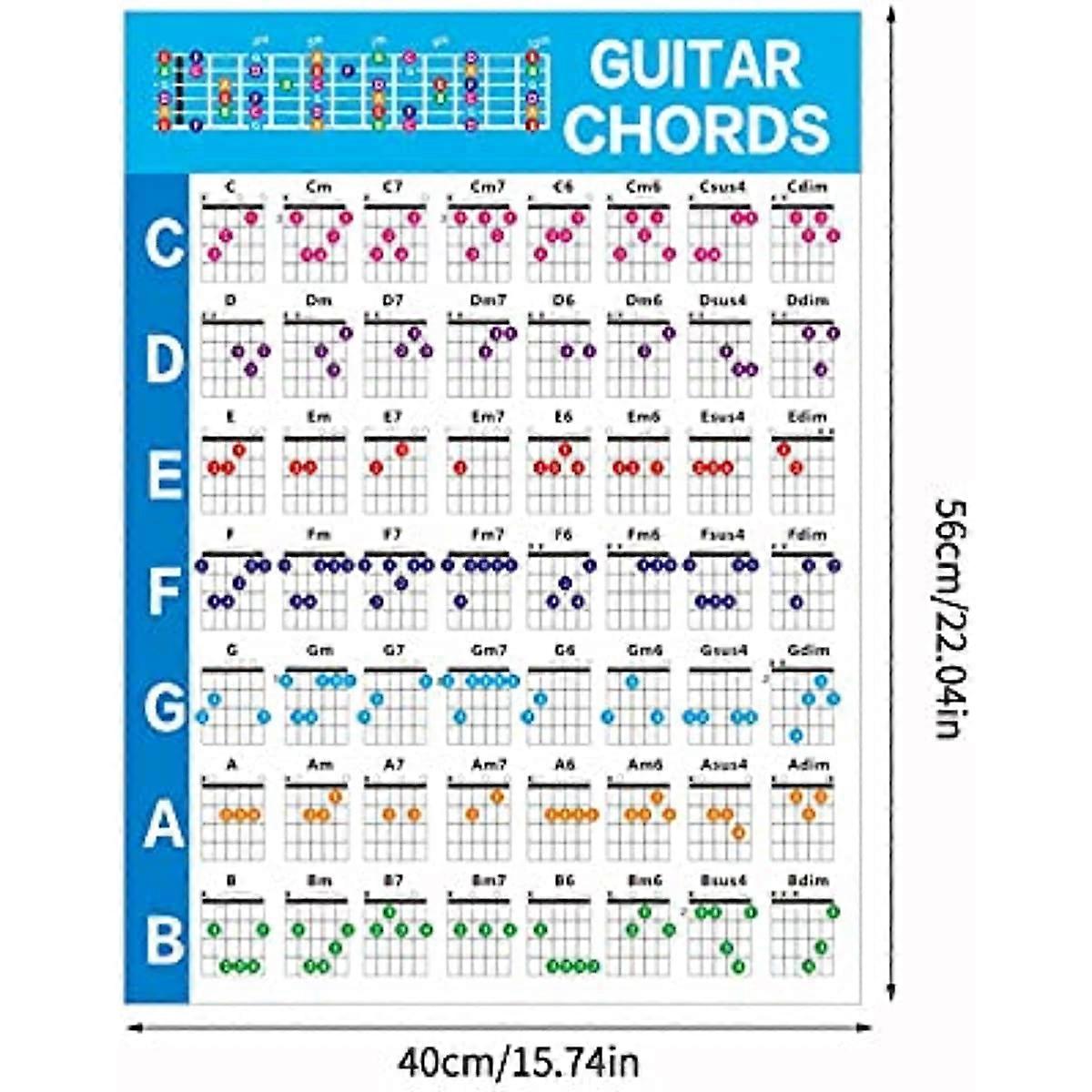 Guitar Chord Chart Poster For Beginners Chord Practice Chart For