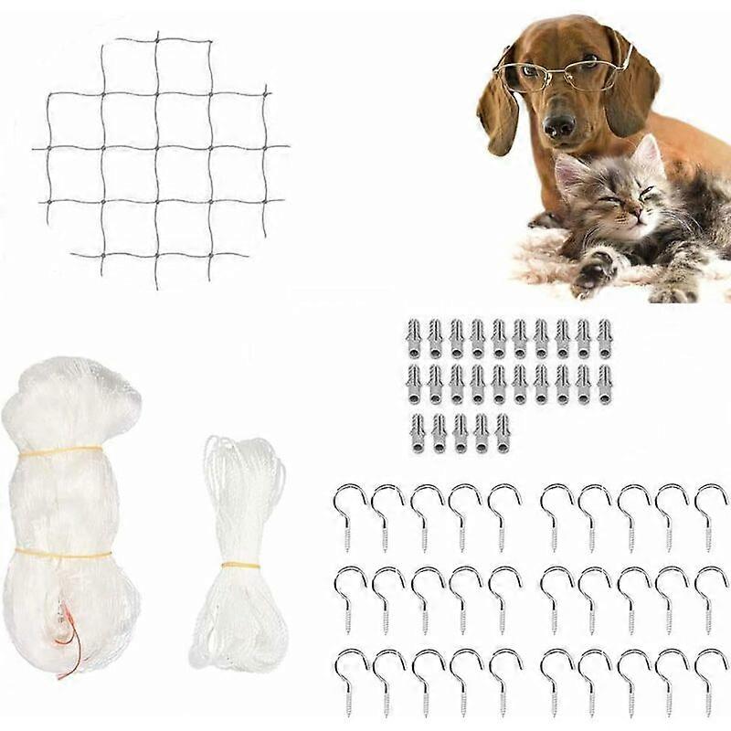 Cat Protective Net for Balcony and Window TransparentHeavy Duty Net4 X 3mProtect Your Cats and Other Pets from Falling -