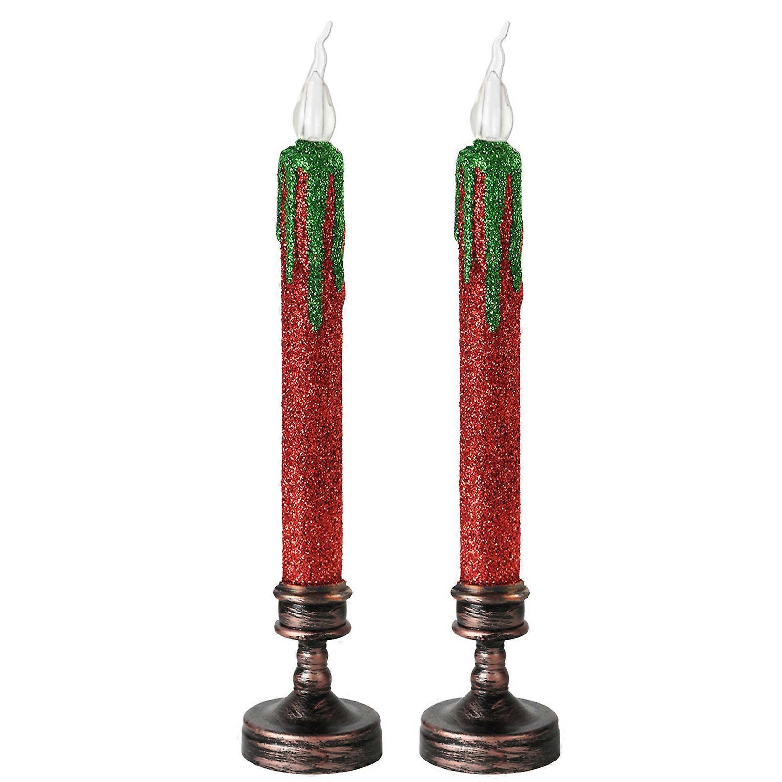 2Pcs Flameless Candle Lamps Realistic Flickering Effect Electronic Candle Light LED Night Lights Xmas Party Decoration