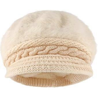 Czapka zimowa Damska czapka Beret Daszek Gazeciarz Beanie Ciepła Klasyczna Francuska, beżowa