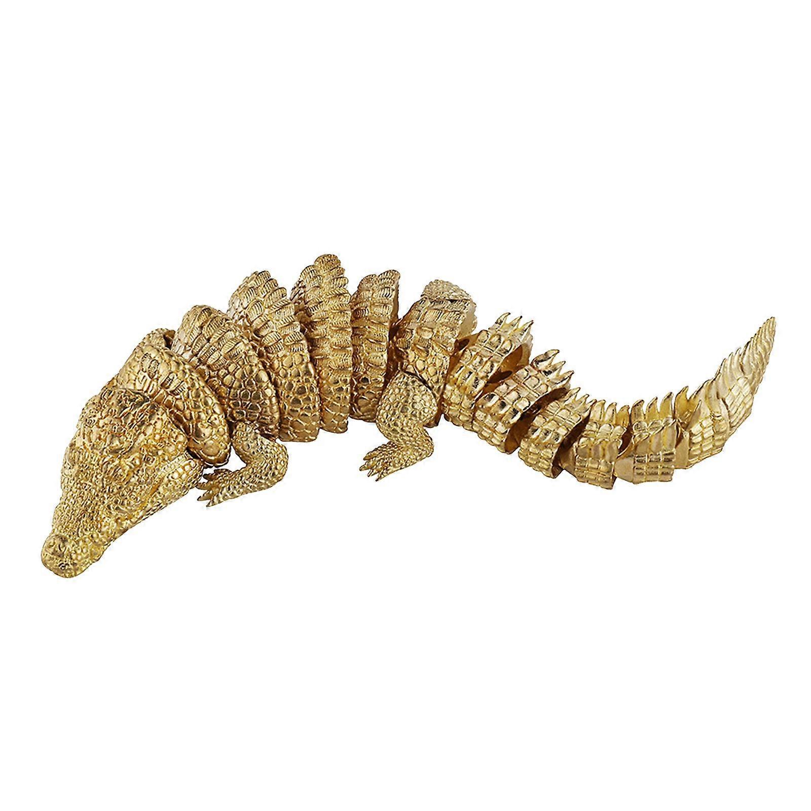 Crocodile Figurine Gift Simulation Crocodile Model Toy for Patio Desk Office Gold