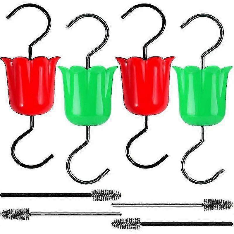 Bathroom Coat Hook Hummingbird Feeder Set (4 Fluke Hooks, 4 Clean Brushes)