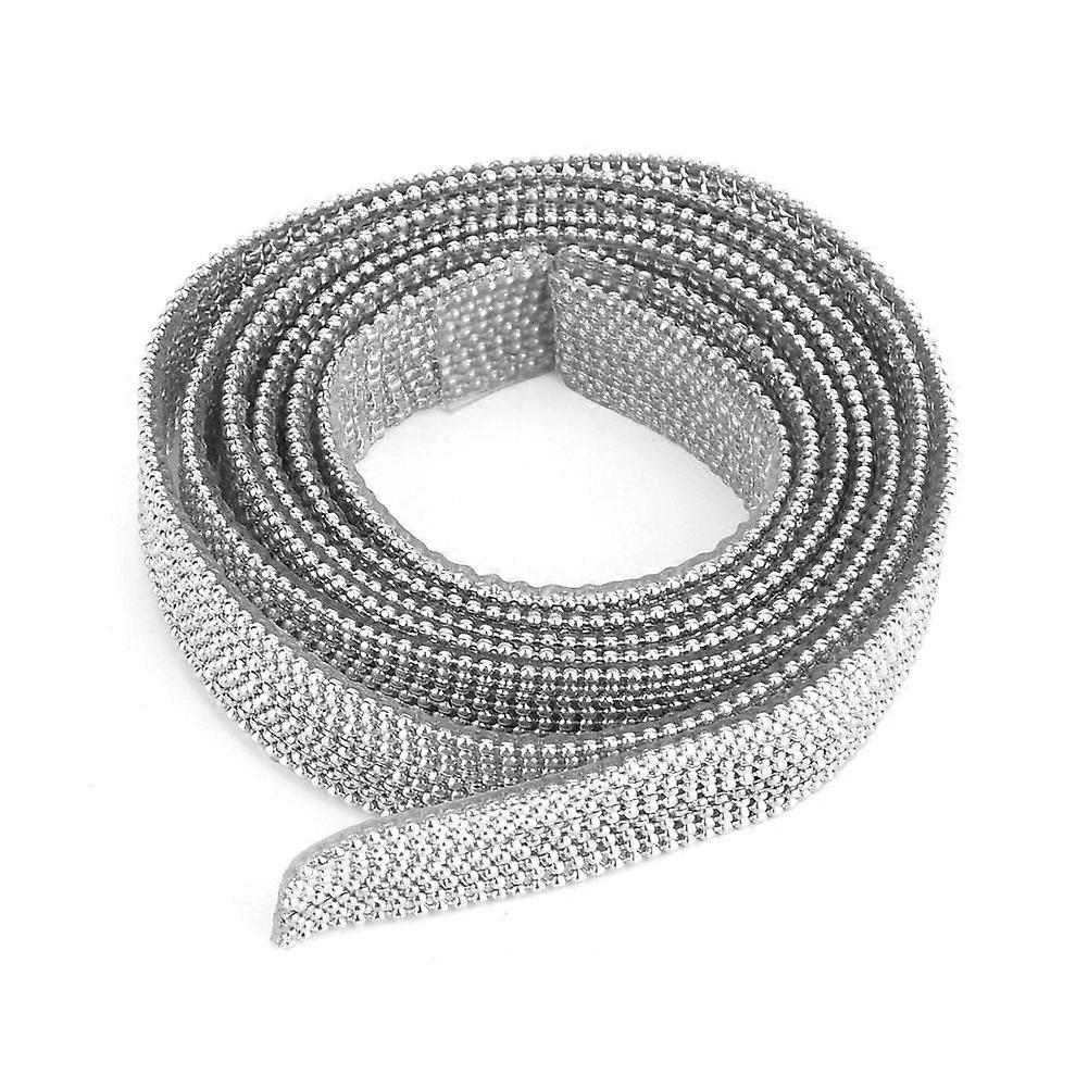 1 yard 10 Column 1.2cm Width of Hotfix Rhinestone Mesh Trim Strass Mesh Chain(Nickel)