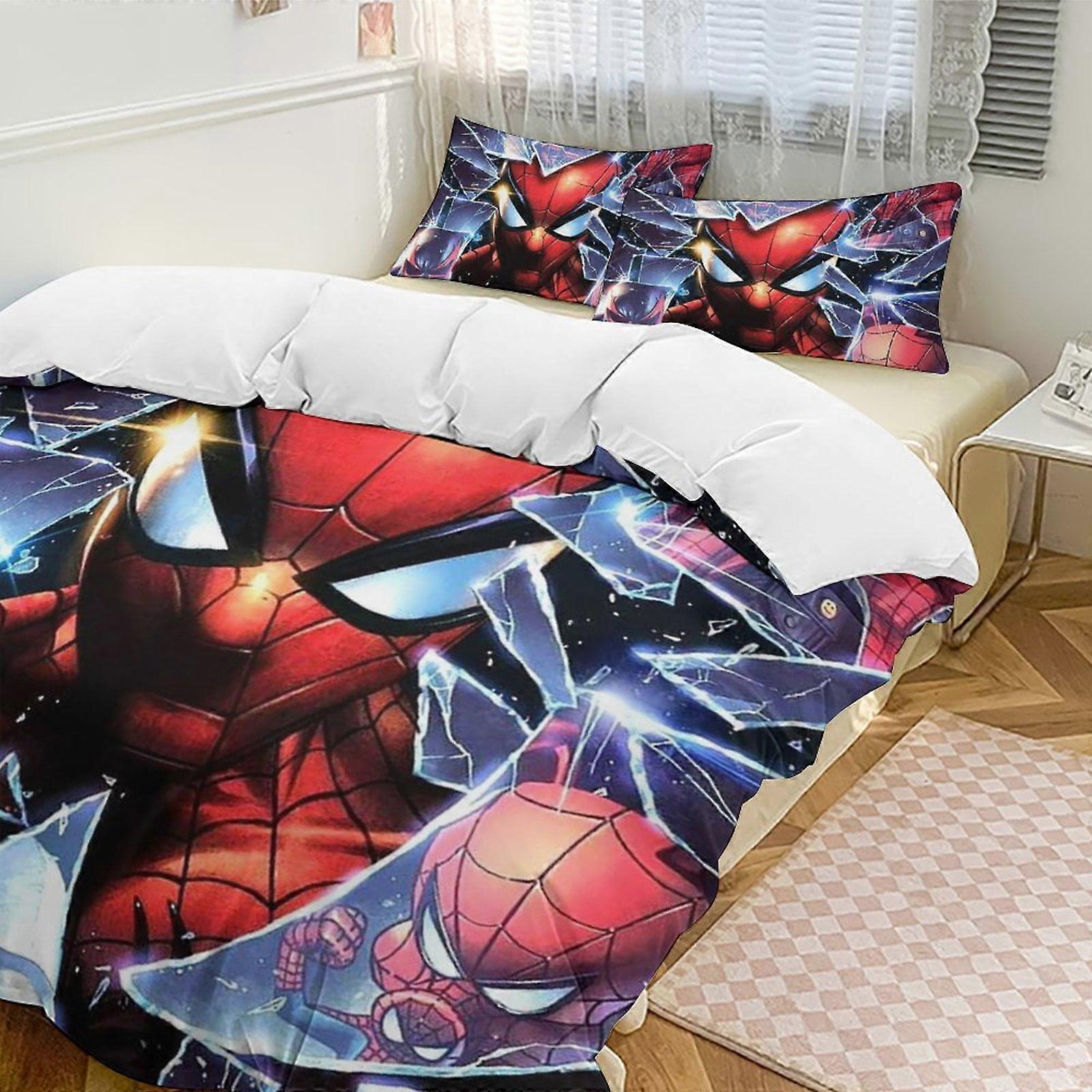 Zm664 Spider-Man 3-Piece Twin Bed Set - Includes 1 Single Quilt And 2 Pillow Cases Bedding - Fade Resistant Microfiber Lc664