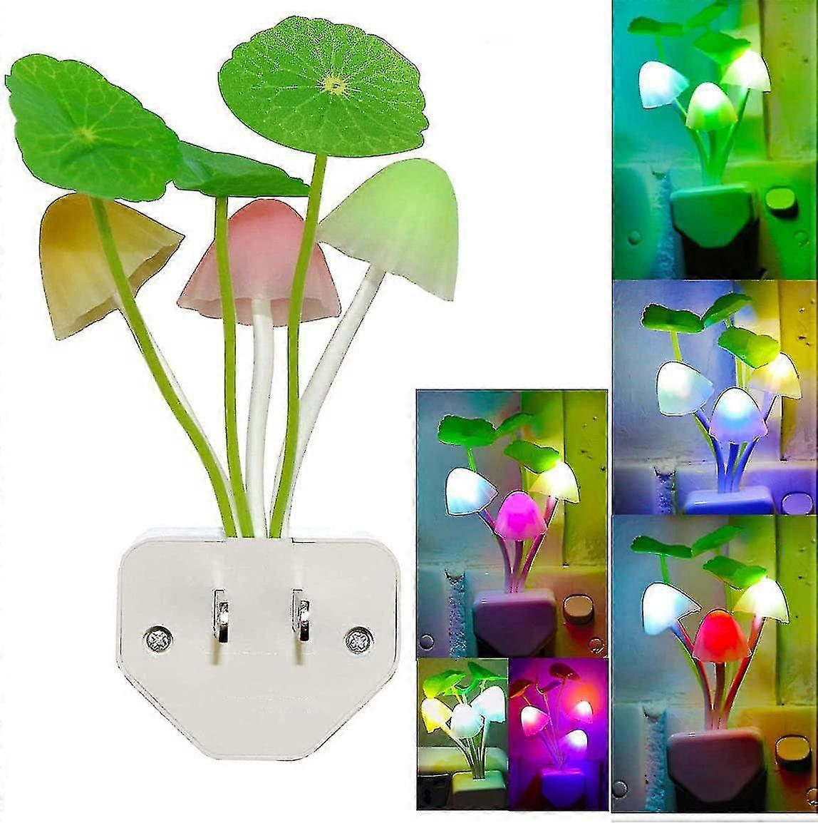 Led Night Light W/smart Sensor, Plug-in Cute Mushroom Night Light