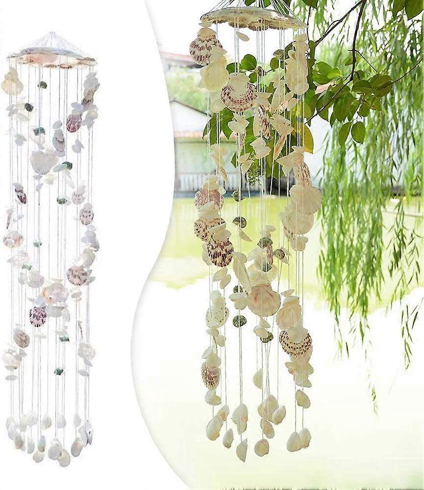Outdoor Garden Wind Chimes 90cm Sea Shells Window Decoration Hanging Wind Chimes for Window Wall Bedroom Patio Balcony