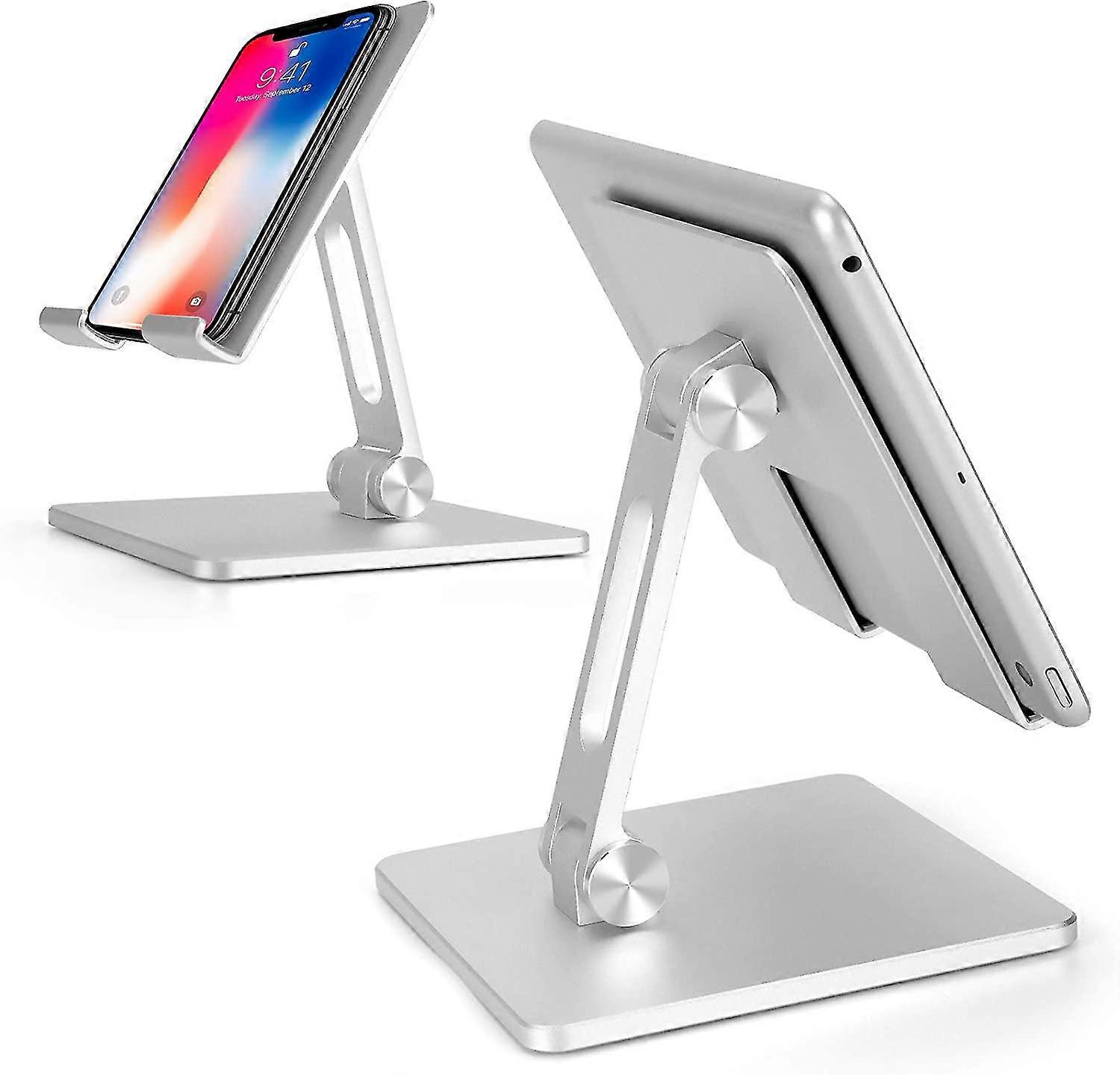 Aluminum Foldable Tablet Stand, Dual Height And Angle Adjustable Stand For 4"-15.6" Ipad Tablet Mobile Phone (silver)