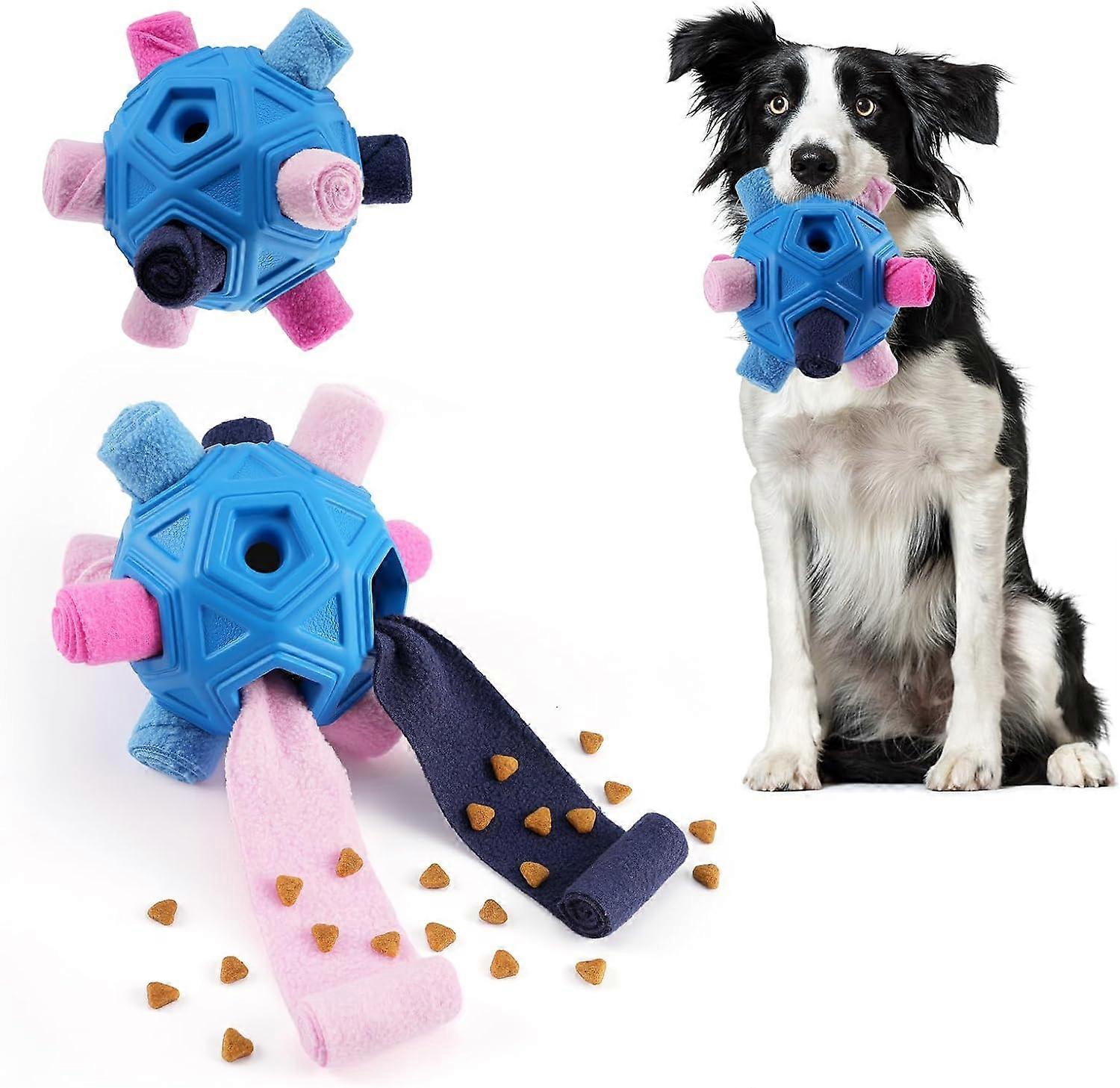 Yikko Interactive Snuffle Ball, Upgraded Chew Dog Toys for Aggressive Chewers, Cloth Strip Hiding Food for Small Medium Dogs (Rainbow Yellow)