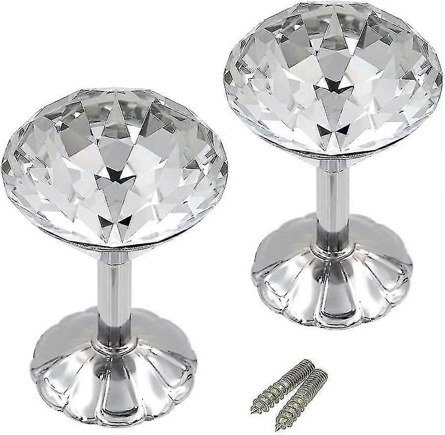 Extra Large 60mm Glass Crystal Curtain Hold Backs Tie Back Wall Hook Tassel Holder With Chrome Base, 1 Pair