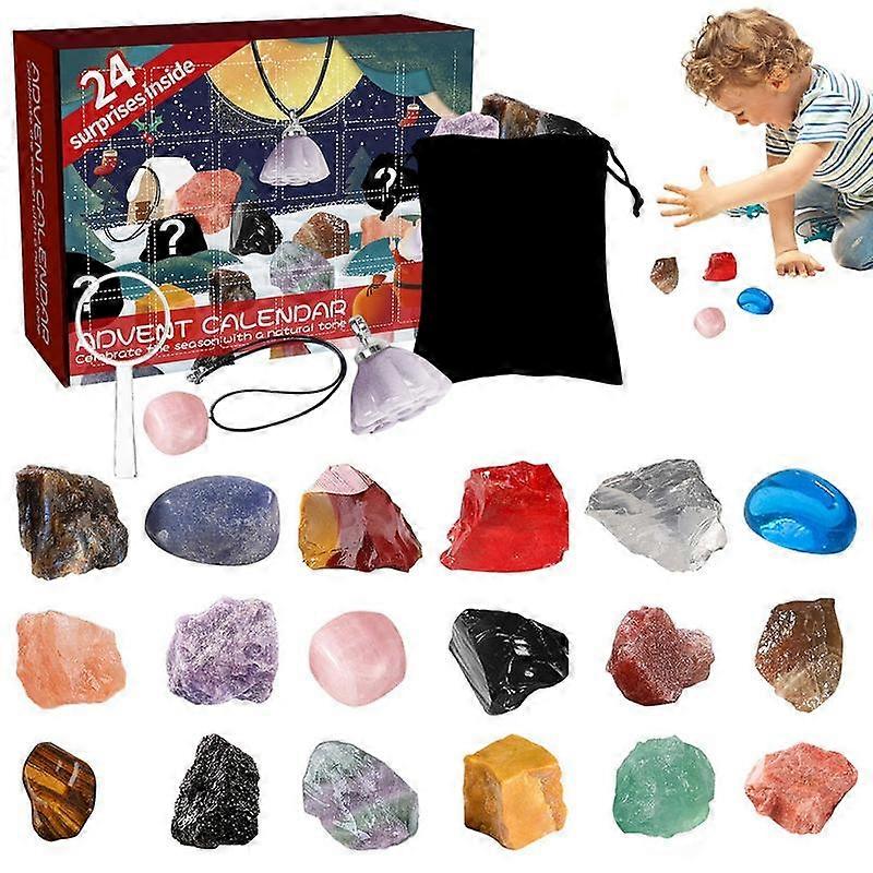 xmas calendar Christmas Advent Calendar Box Toy Treasure Ore Guessing Fun Toy With Minerals Specimens Home Tabletop Advent Calender Decor For| |