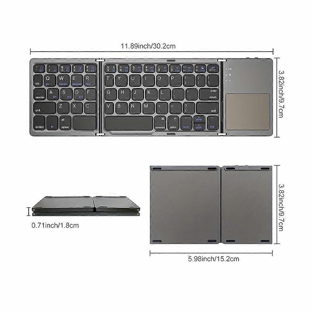 B033 Wireless Three Fold Keyboard For Computer Office Mute Ultra-thin Portable Keyboard Three System With Touchpad, Very Suitable For Android/IOS/Wind