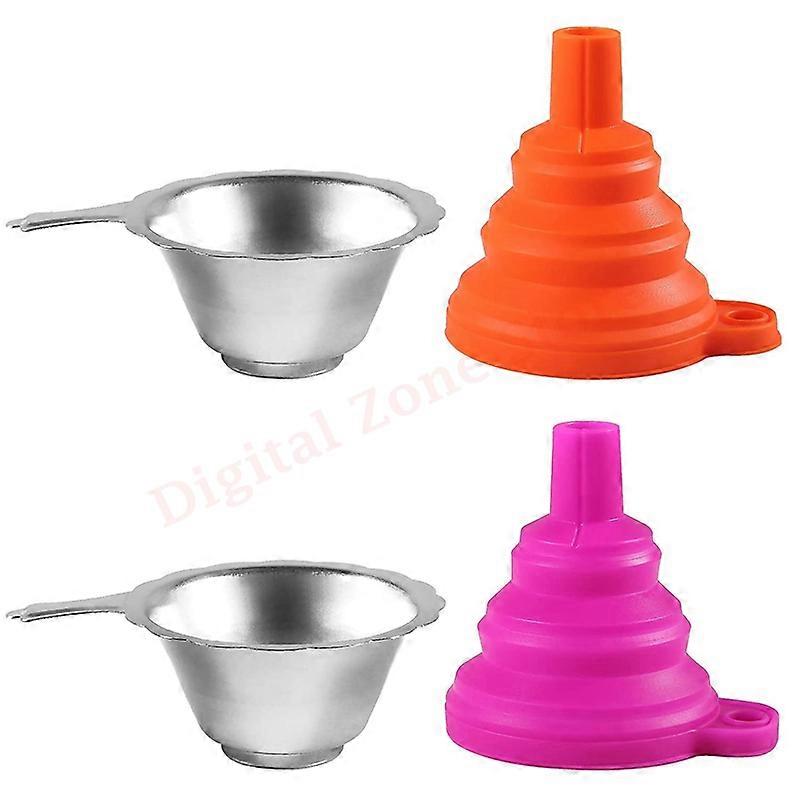 2 Set SLA Resin Filter 3D Printer Stainless Steel and Silicone Collapsible Funnel Resin Filter Cup Kit for SLA DLP LCD