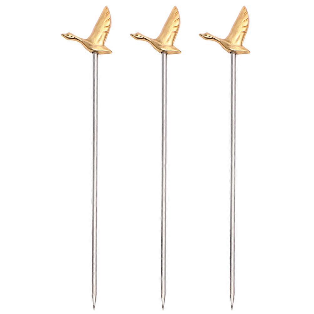 Lot de 3 piques à cocktail en acier inoxydable