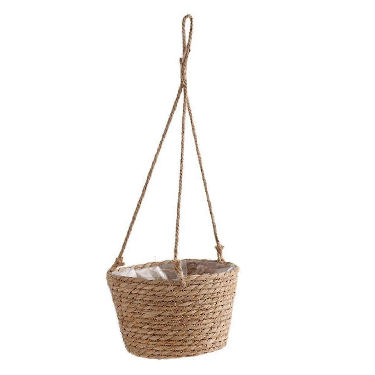 Garden Hanging Planter Macrame Plant Storage Basket Rope Woven Indoor Outdoor Flower Pot Holder Primary Color L