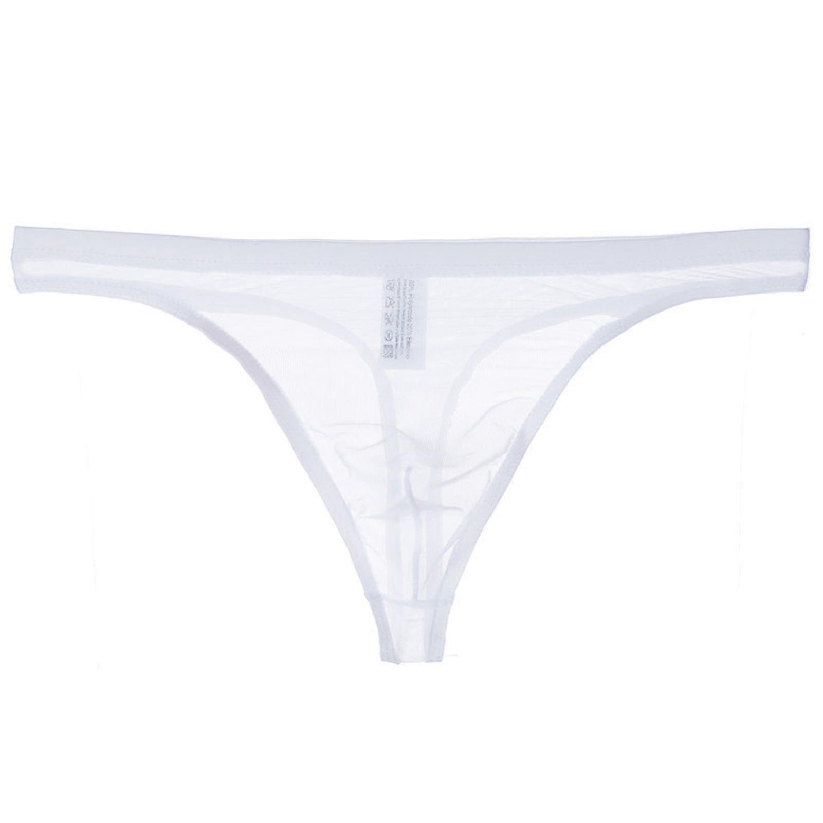 Uomini G-string See-through Mesh Slim Fit Trasparente Sottile Antisettico Vita Bassa Pornografico Uomo Mutande Uomo Indumento Bianco L