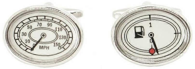 Zennor Speedo and Fuel Gauge Cufflinks - Silver/White