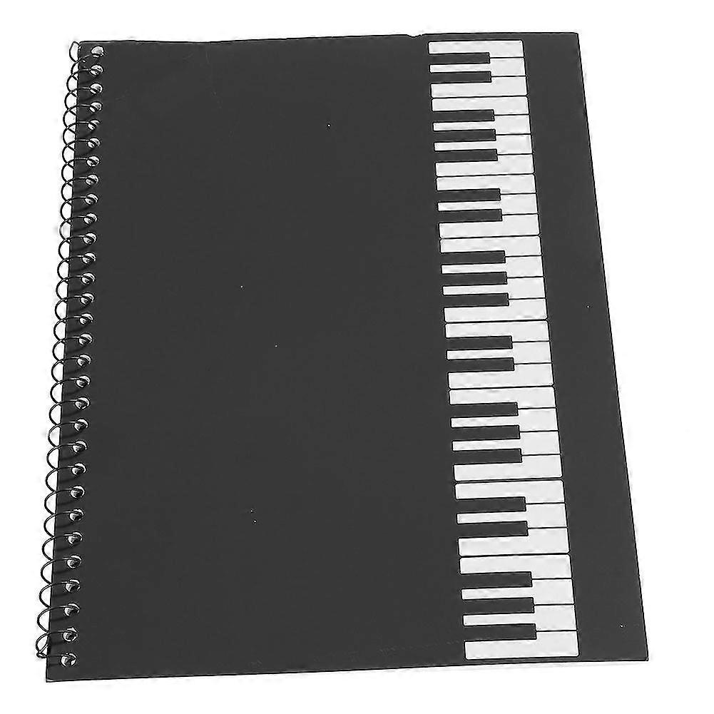 Black Piano Design Musical Notation Staff Notebook - 50 Pages