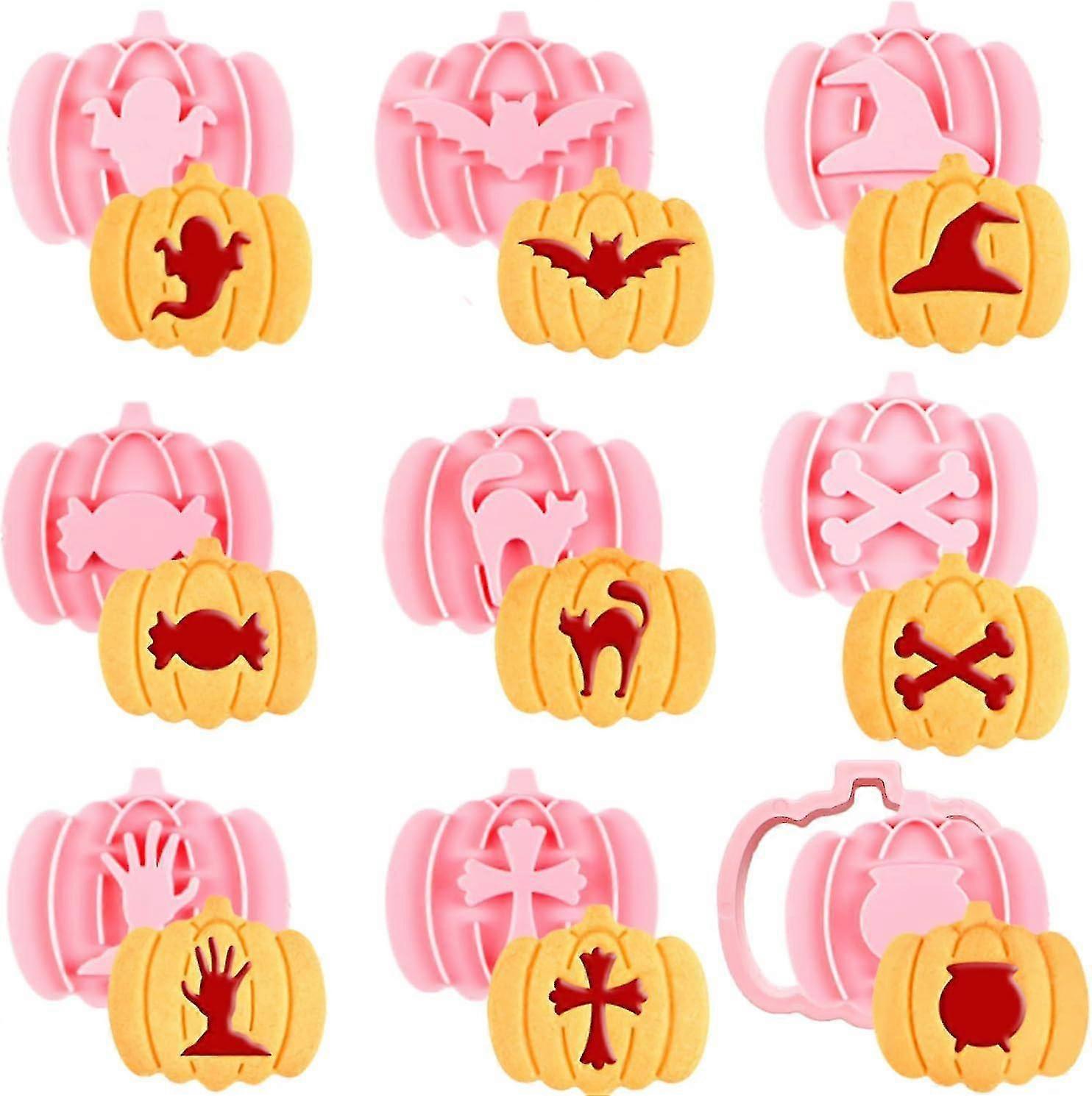 Halloween Cookie Cutters - 9 Pieces Pumpkin Shaped Plastic Set