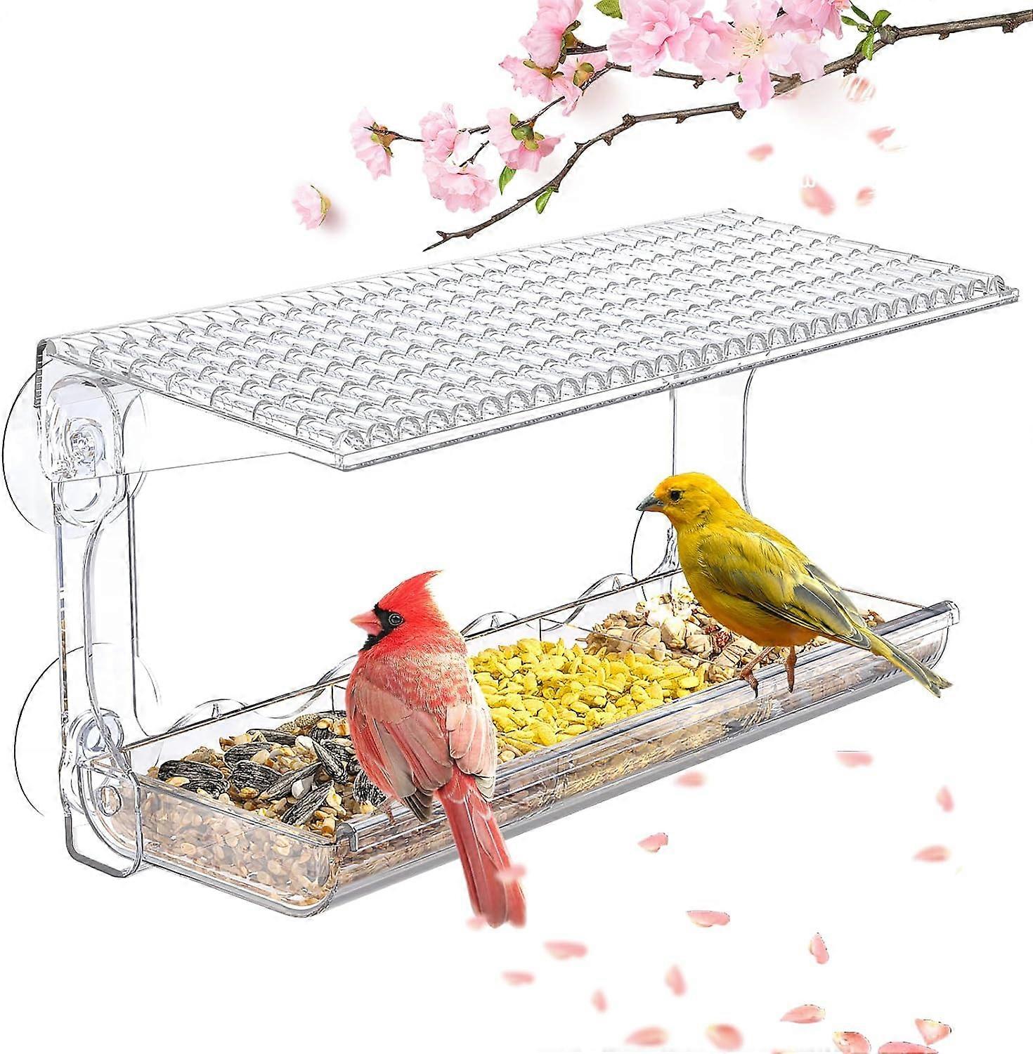 Window Bird Feeder Clear with Strong Suction Cups,Window Bird Feeder for Outside,Transparent Bird House, Wild Bird Watching Gift, Garden Decor