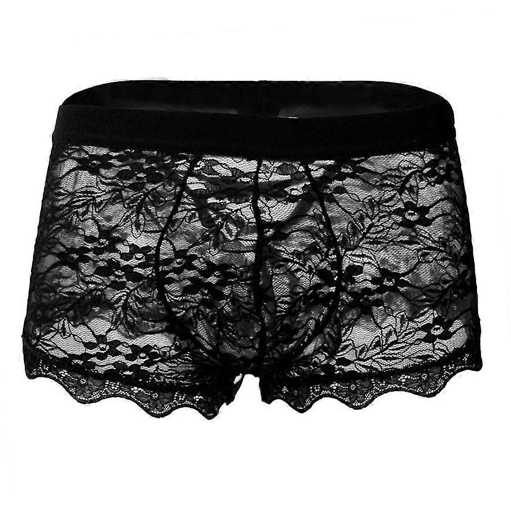 Män underkläder spets transparent mesh låg midja Boyshort