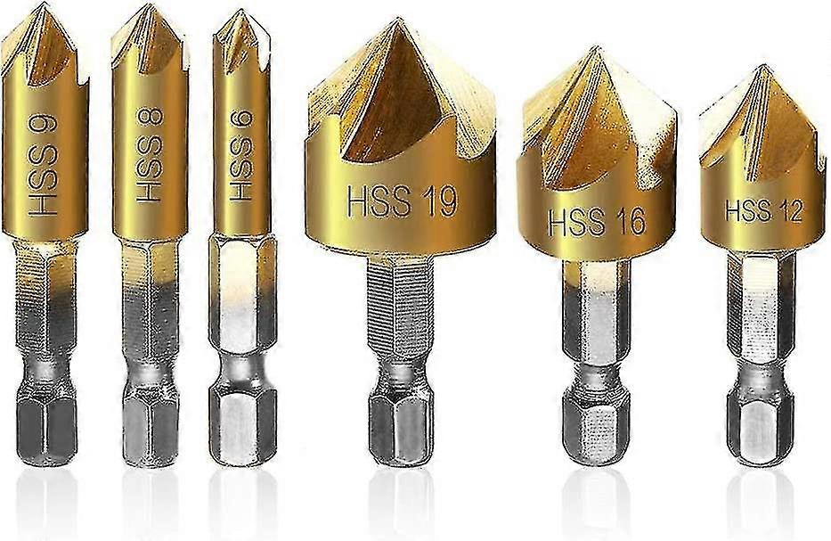 Set Of 6 Hexagonal Conical Cutters For Metal Wood