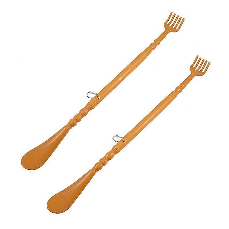 2X Brown Plastic Handle Back Scratch Helper Massager 48 Cm brown
