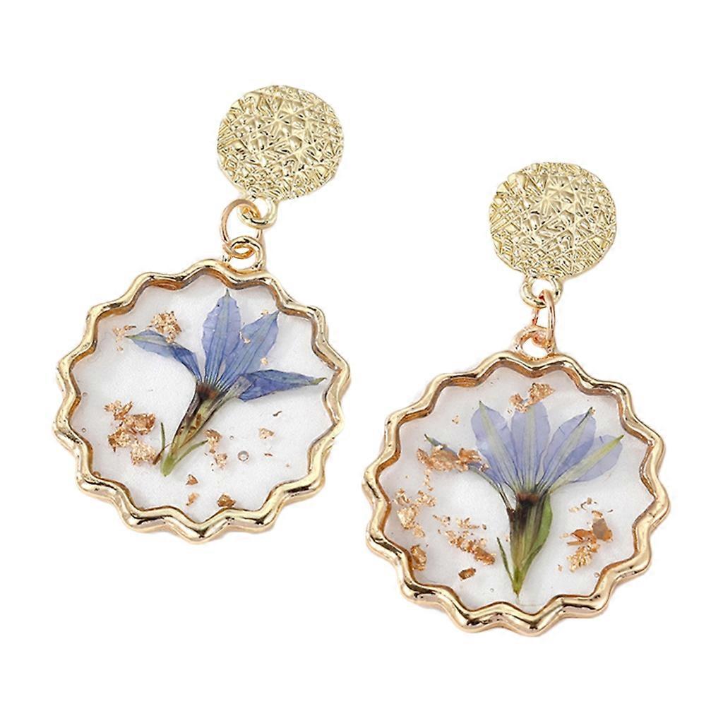 Pendiente de resina de flores para mujer con pendientes de botones de flores Pendientes de flores secas