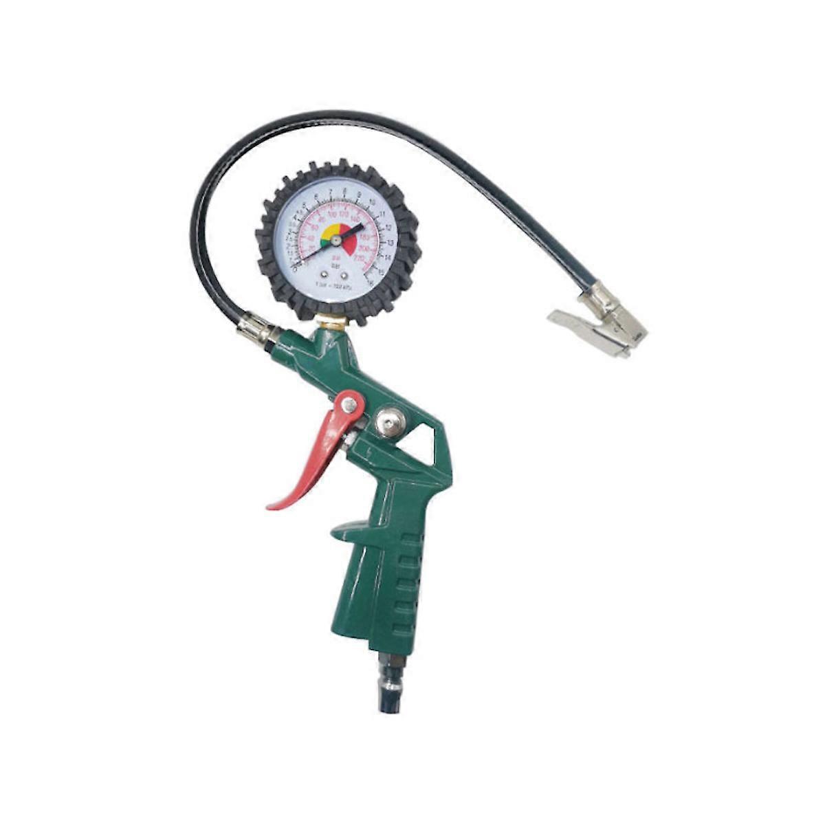 Tire Inflator with Gauge Accuracy Tire Pressure Checker with Flexible Hose for Car Bike Motorcycle