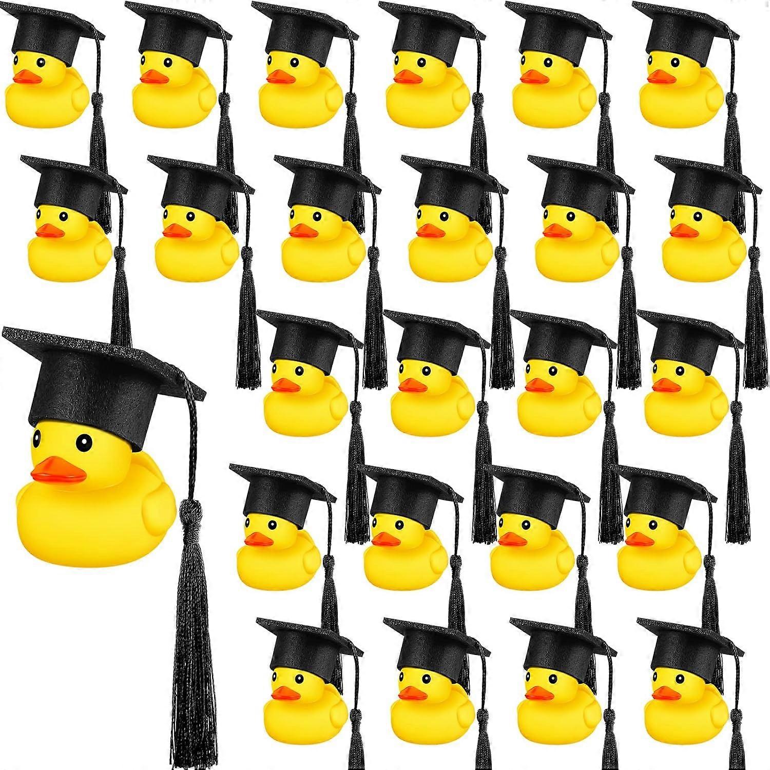 12/24Pcs Graduation Rubber Ducks with Graduation Cap Mini Rubber Duckies Bulk Rubber for Graduation Party Graduation Gifts Party Favors Decoration