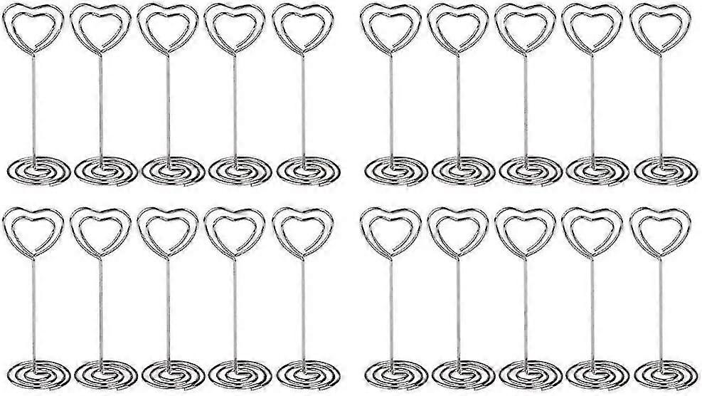20 X Metal Heart Swirl Photo Memo Note Clip Holder Stand Wedding Name Place Card Holder For Wedding Or Other Occasions (silver)