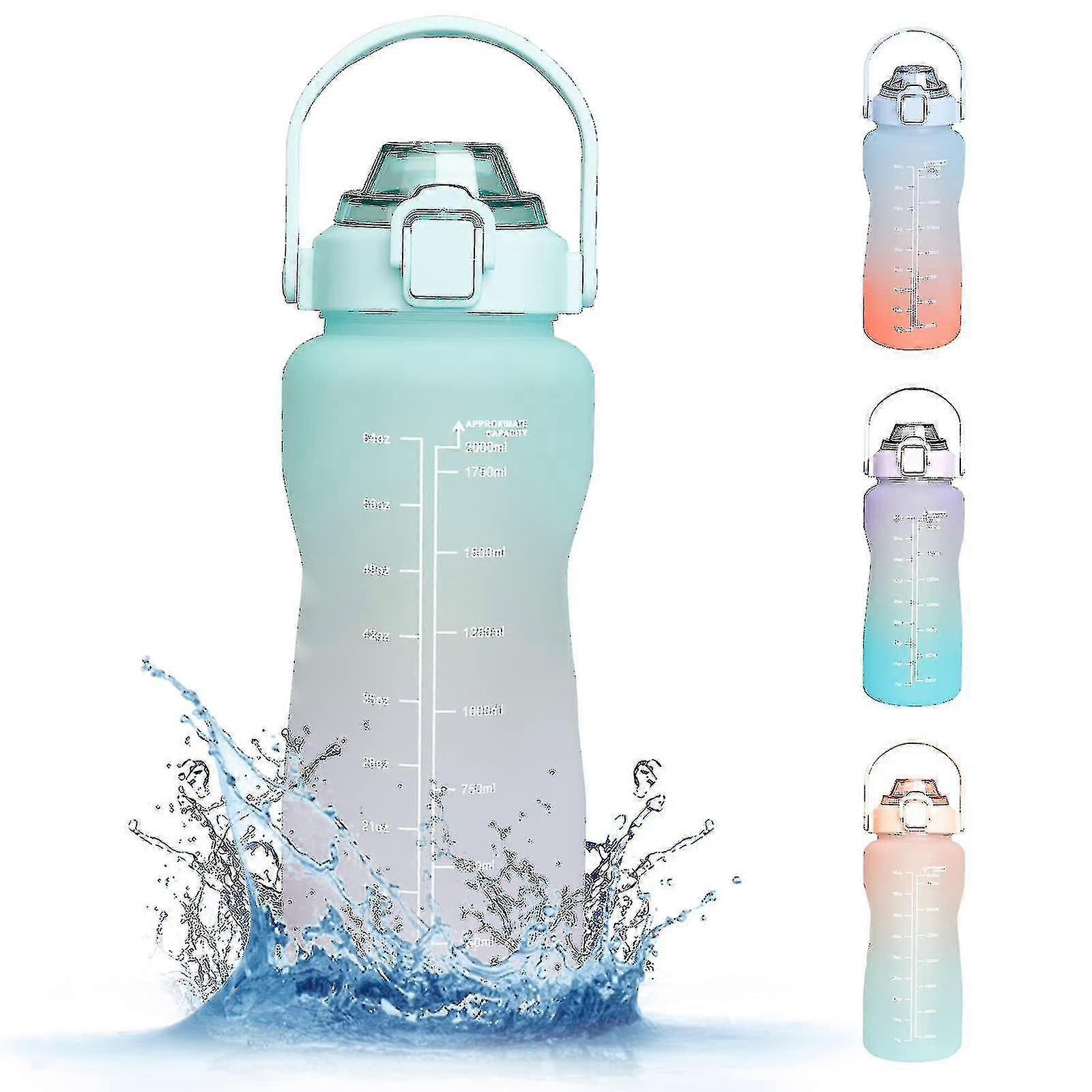 Flaska med ER, 2L flaskor med sugrör Bpa, 2 liters läcksportflaskor-YNP