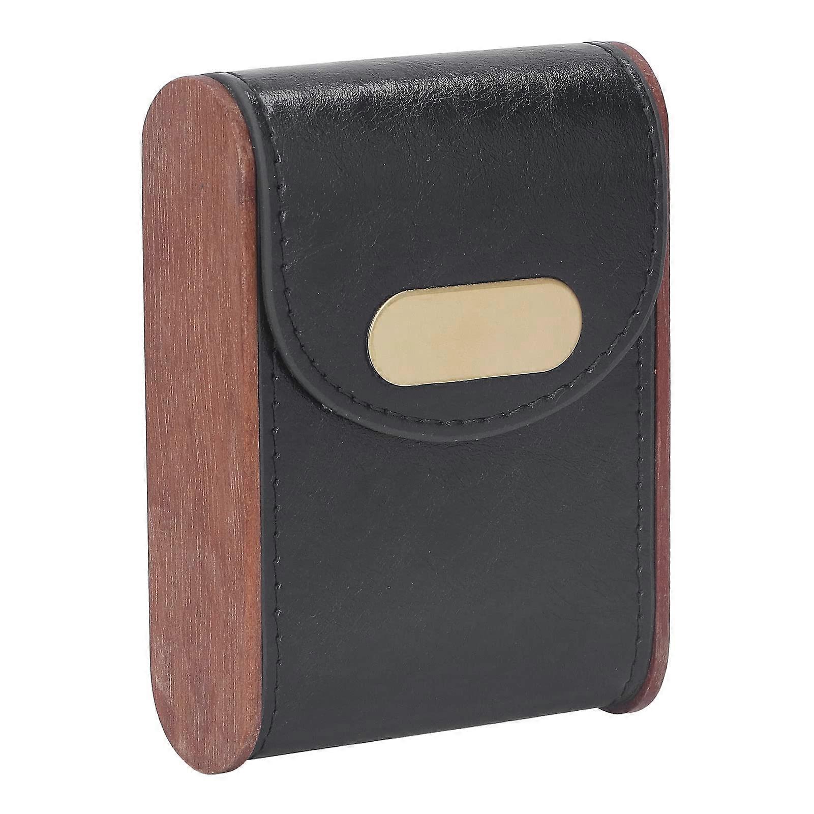 Cigar Case Compact Lightweight Wooden 20 Cigar Box Moisture Proof (Black)