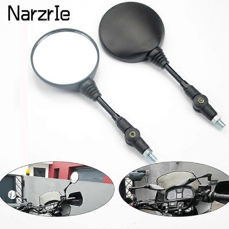 2pcs Foldable Round Motorcycle Mirror Motorcycle Motocross Rearview Mirrors Electrombile Back Side Mirror 10MM Carbon Fiber