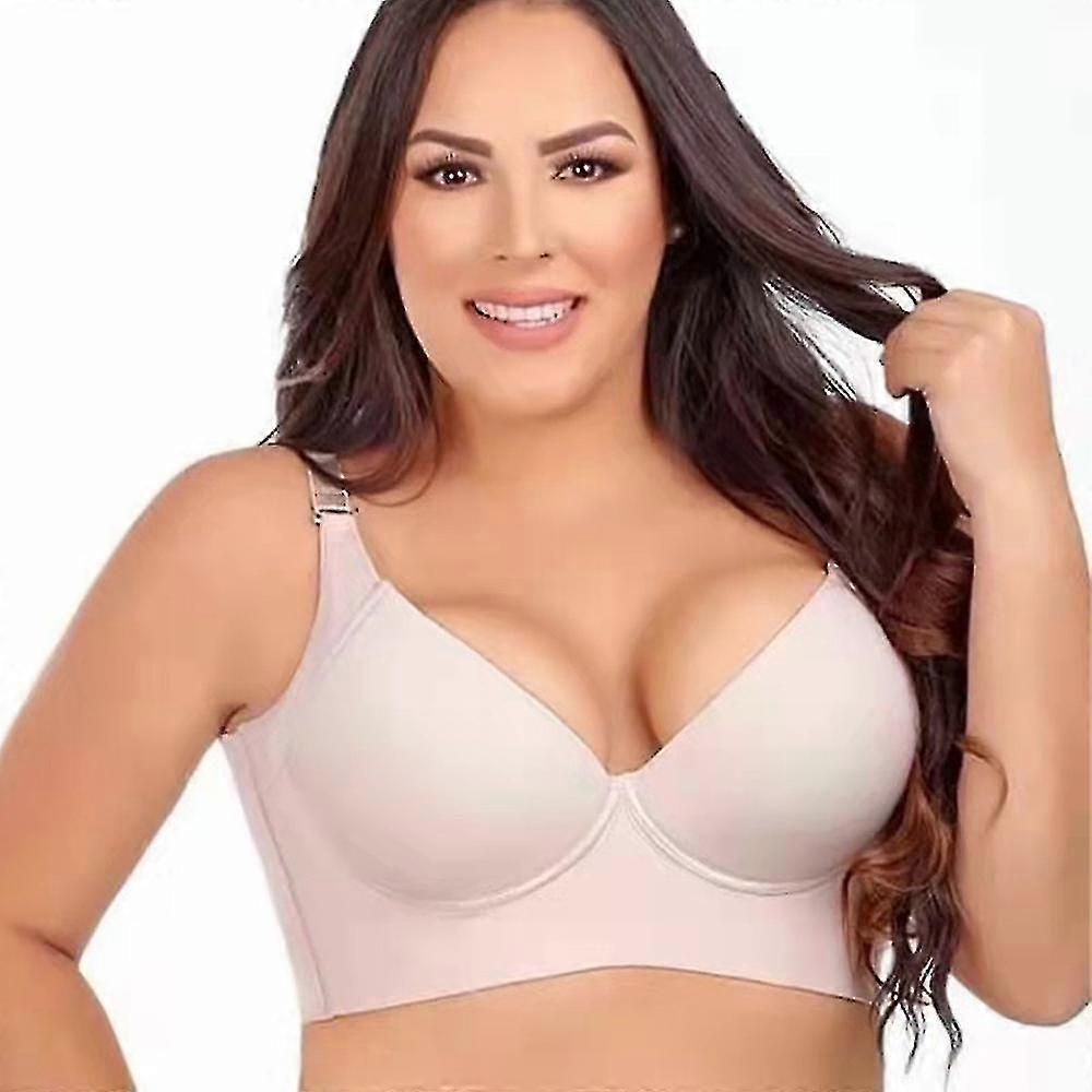 Women Deep Cup Sculpting Uplift Bra Hide Back Fat Bra Full Back Coverage Push Up Sports Bra