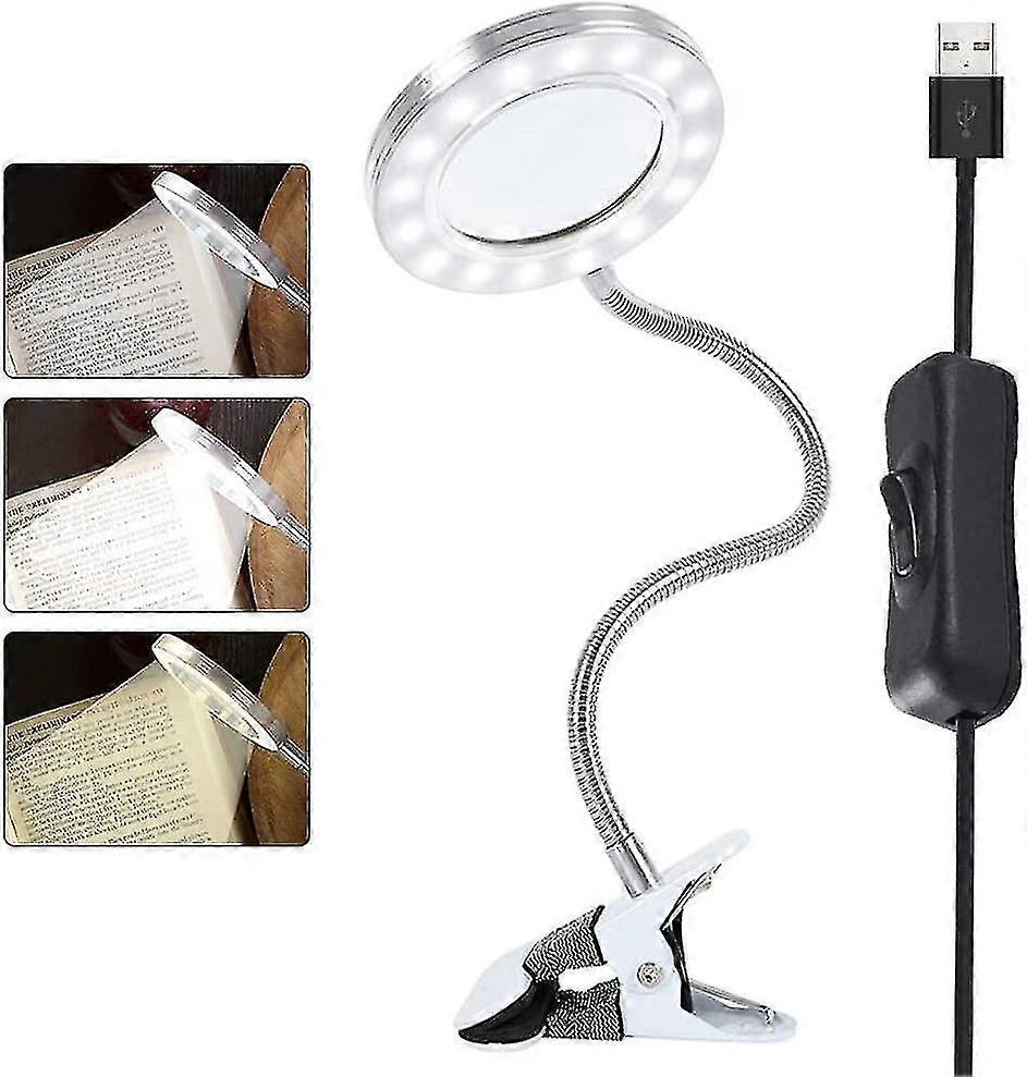 8x LED مصباح مكبرة المحمولة كليب على مصباح مكتب مصباح 360 دوران USB قابلة للشحن مصباح مستحضرات التجميل حماية العين لقراءة ماكياج مسمار الفن الوشم