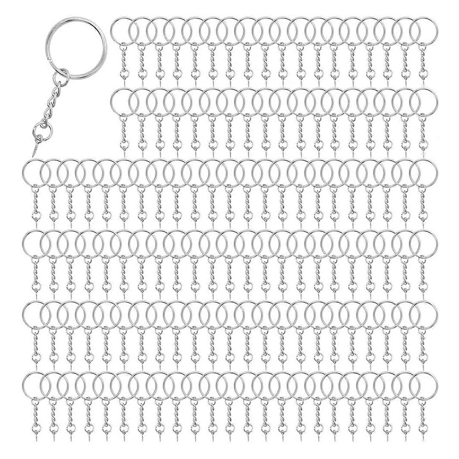 150PCS Sliver Key Chain Rings Kit Key Chain Rings with Chain Open Jump Ring
