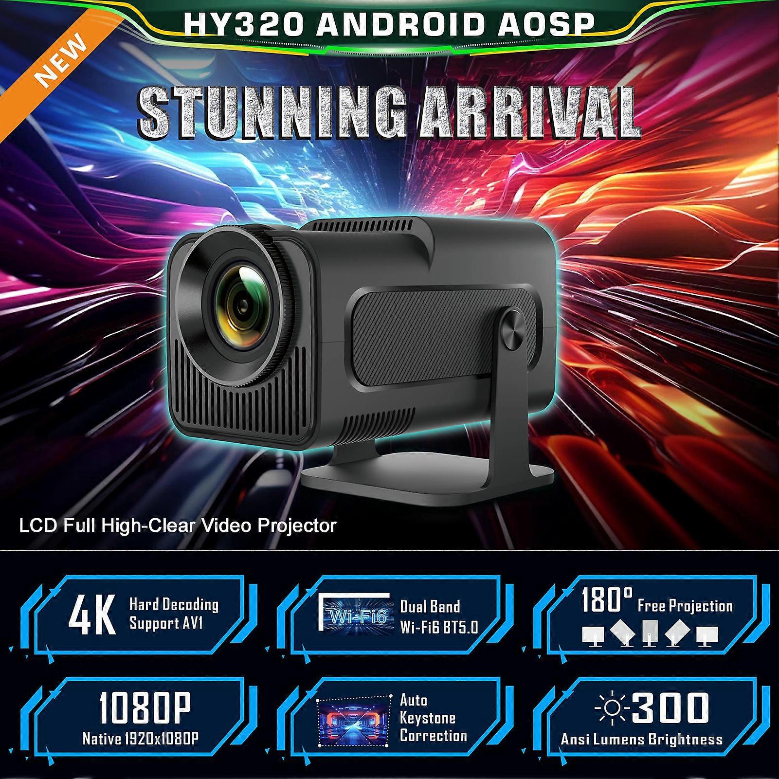 Portable 1080P LCD Projector Smart BT Projector for Phone with Auto Keystone 180° Adjustable High-Clear Desktop Projector Built-in Android 11