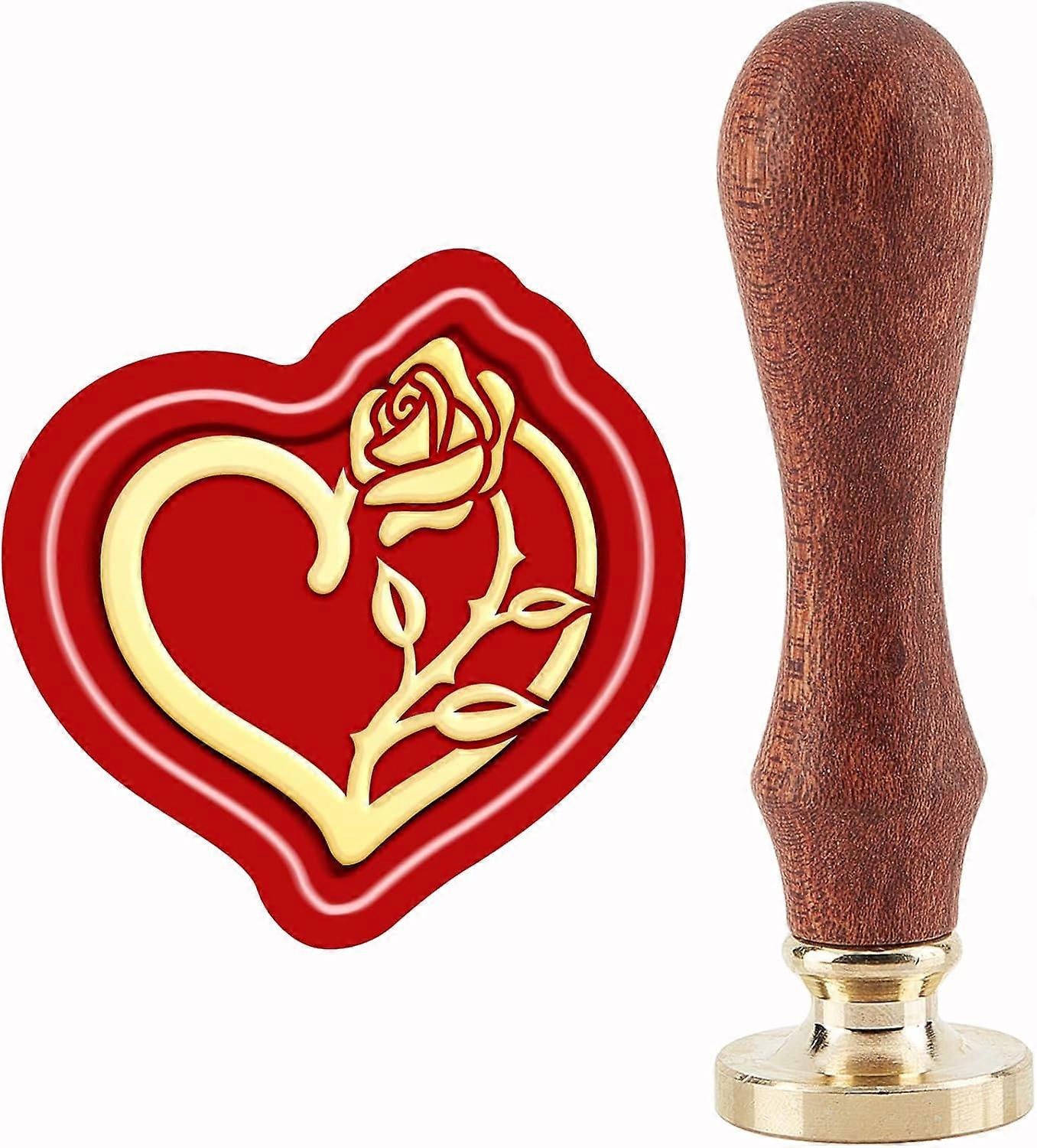 Wax Seal Envelope Gift Seal with Yellow Sandalwood Heart Pattern 89~90mm