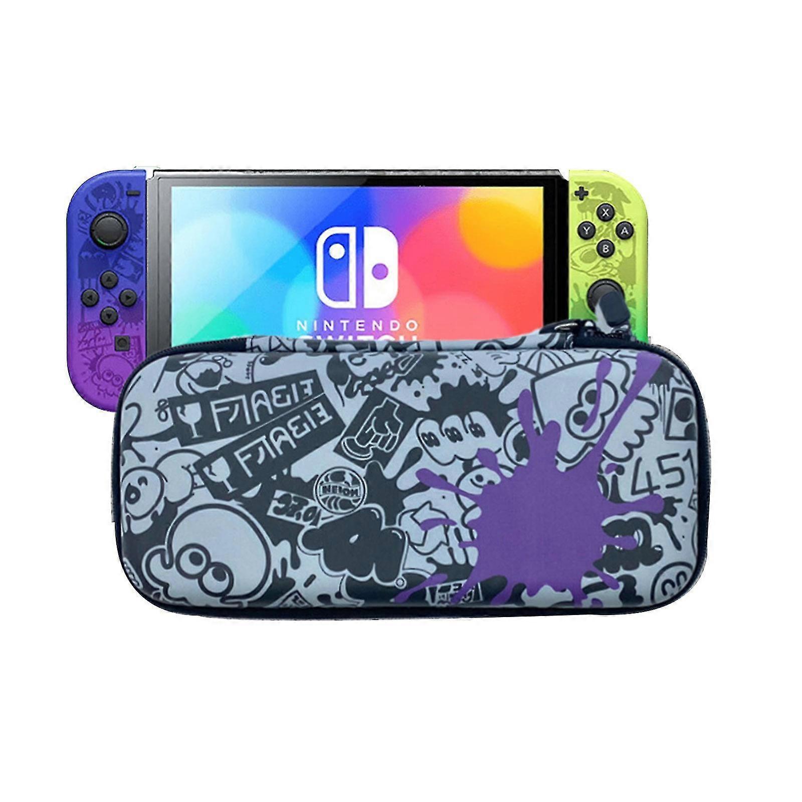 Travel Carrying Case Compatible With Nintendo Switch & Oled Model, Splatoon Theme, Built-in 12 Game Card Slot